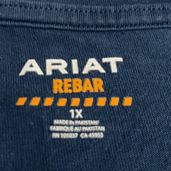 ARIAT REBAR Womens 1X Blue Cotton American Flag Graphic Pocket T Shirt - Picture 3 of 7